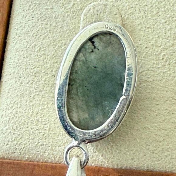 Stunning Large Oval Labradorite Pendant Necklace Womens Statement Piece New - Picture 7 of 8